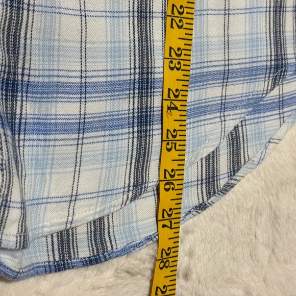 Aerie Blouse Women’s oversized SP Blue Plaid Hooded Button Front Long Sleeves - Picture 9 of 12